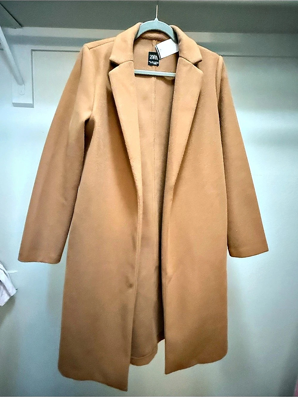 Zara Open Front Longline Coat Brown Medium NWT